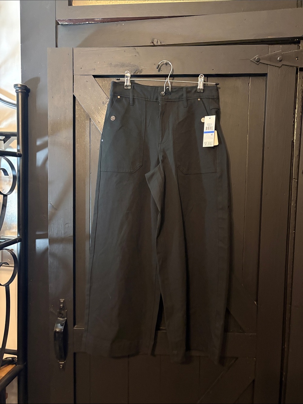 DKNY Black Wide-Leg Chinos with Front Patch Pockets
